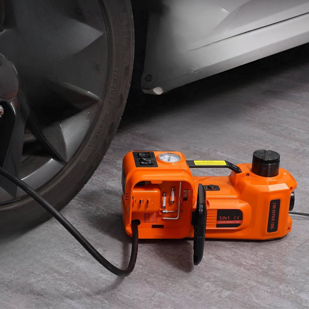 3-in-1 Hydraulic Jack, Tire Inflator and LED Device