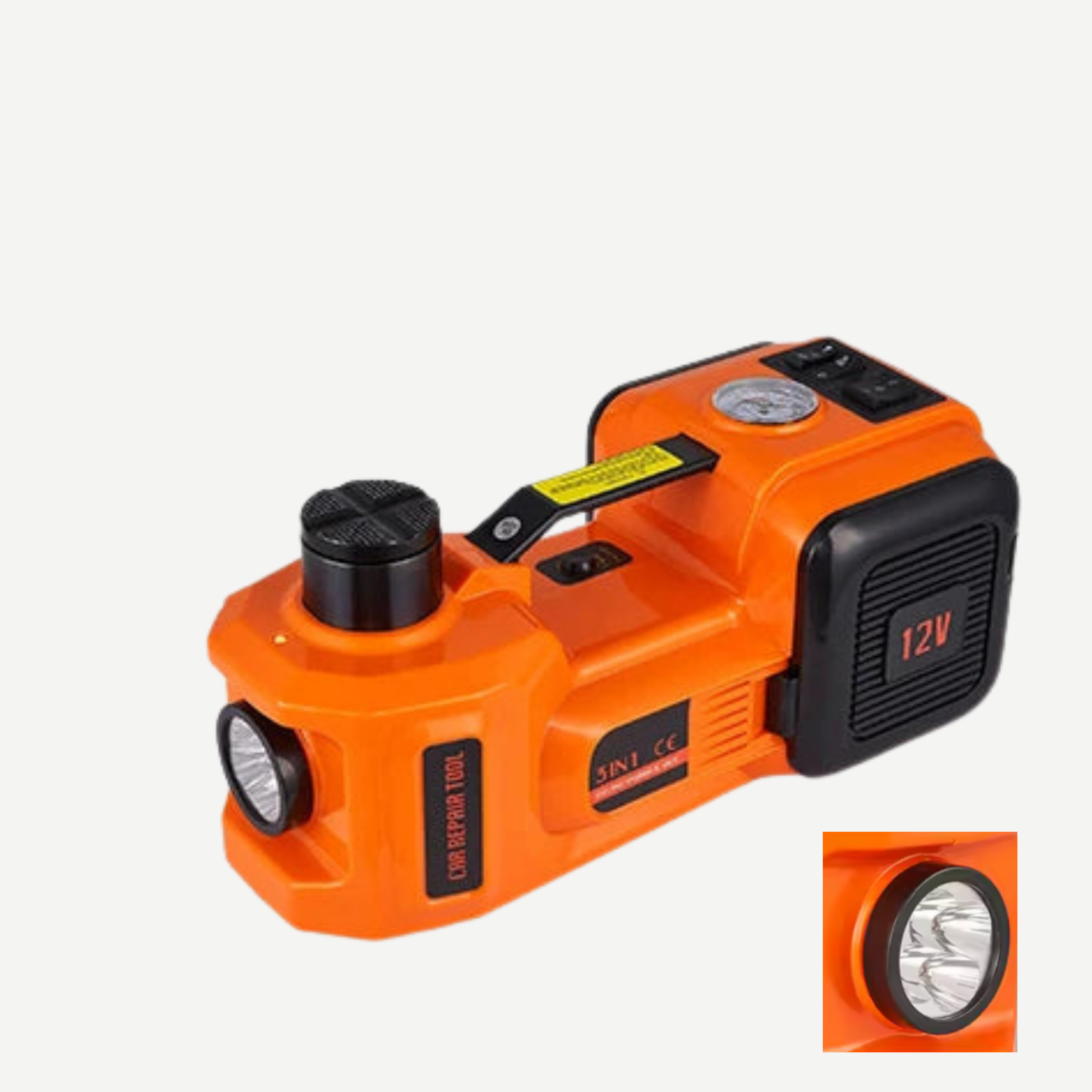3-in-1 Hydraulic Jack, Tire Inflator and LED Device