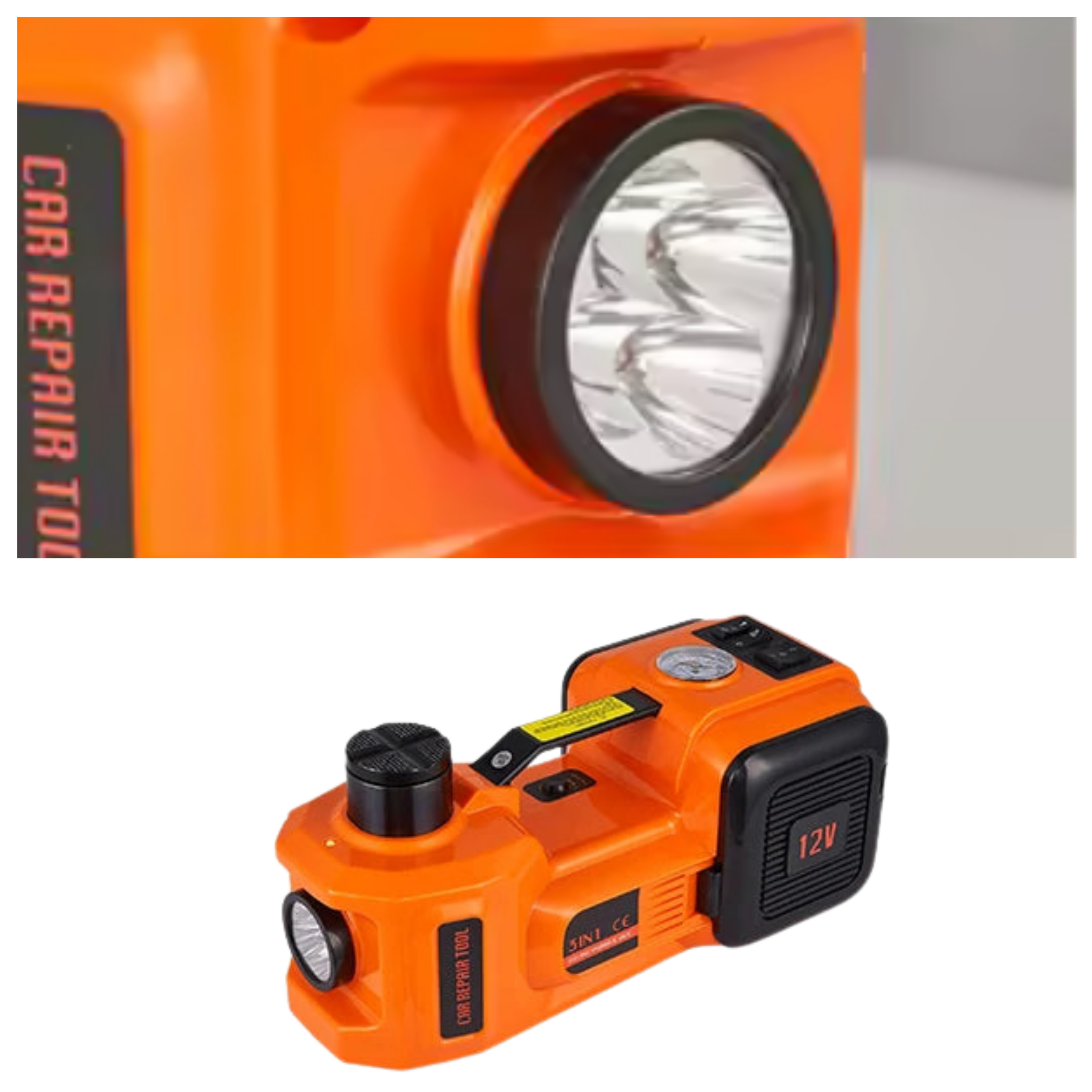 3-in-1 Hydraulic Jack, Tire Inflator and LED Device